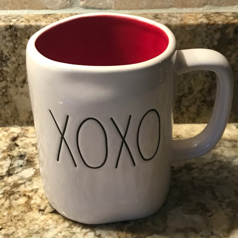Rae Dunn XOXO Valentine Mug LL BLACK Red Interior